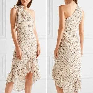 Ulla Johnson Cream Asymmetrical Dress with Black Dots